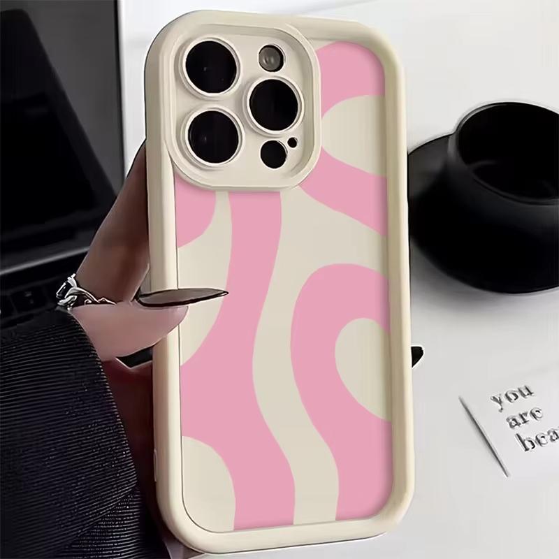 Wave Pink Ripple Silicone Phone Case For Samsung Galaxy S26 S25 Ultra S24 FE S23 S22 S21 S20 Plus A15 A16 A35 A55 A54 Soft Cover