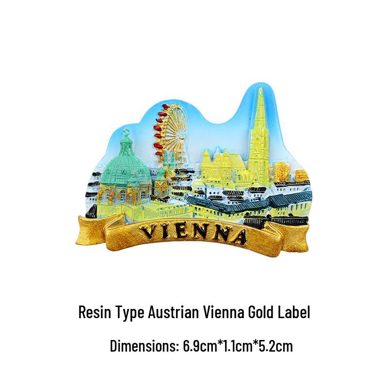 Austrian 3D Resin Fridge Magnet - Vienna & Salzburg Creative Souvenir