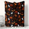 1pc Halloween All-Over Print Flannel Throw Blanket, Soft Comfort, Skin-Friendly Warm, Machine Washable, Multi-Size, 280GSM, for Bedroom, Sofa, Bedding