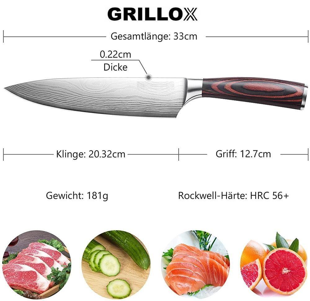 Couteau de chef GRILLOX couteau de chef professionnel couteau de cuisine couteau à viande aspect damassé 20c