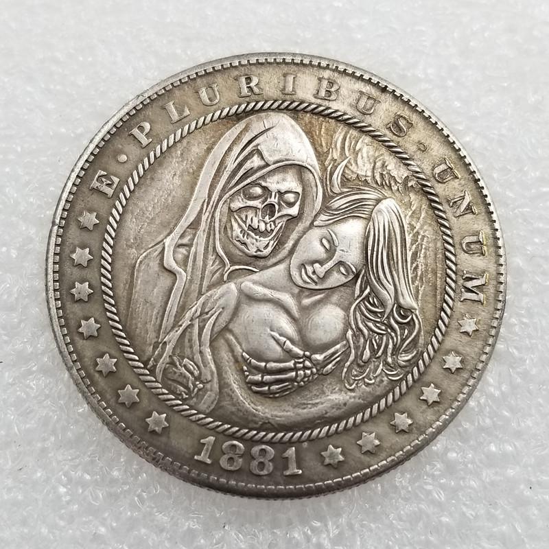 Antique Wanderer Skull Silver-Plated Magic Coin медный