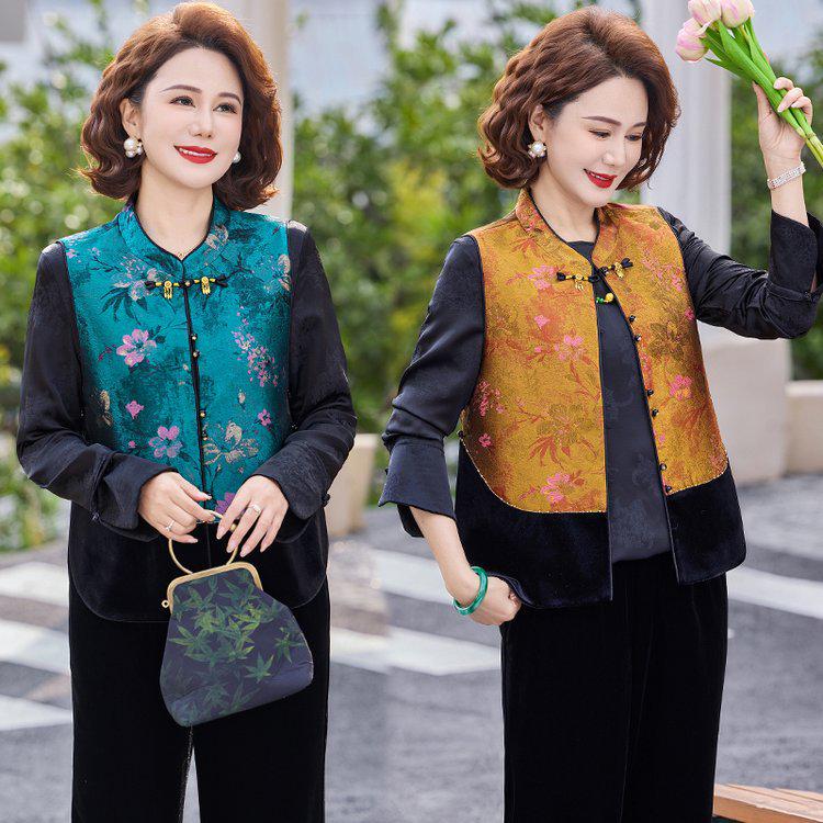 

2026 New Chinese-Style Spring Jacket for Middle-Aged Women (Ages 40-50) 3XL синій