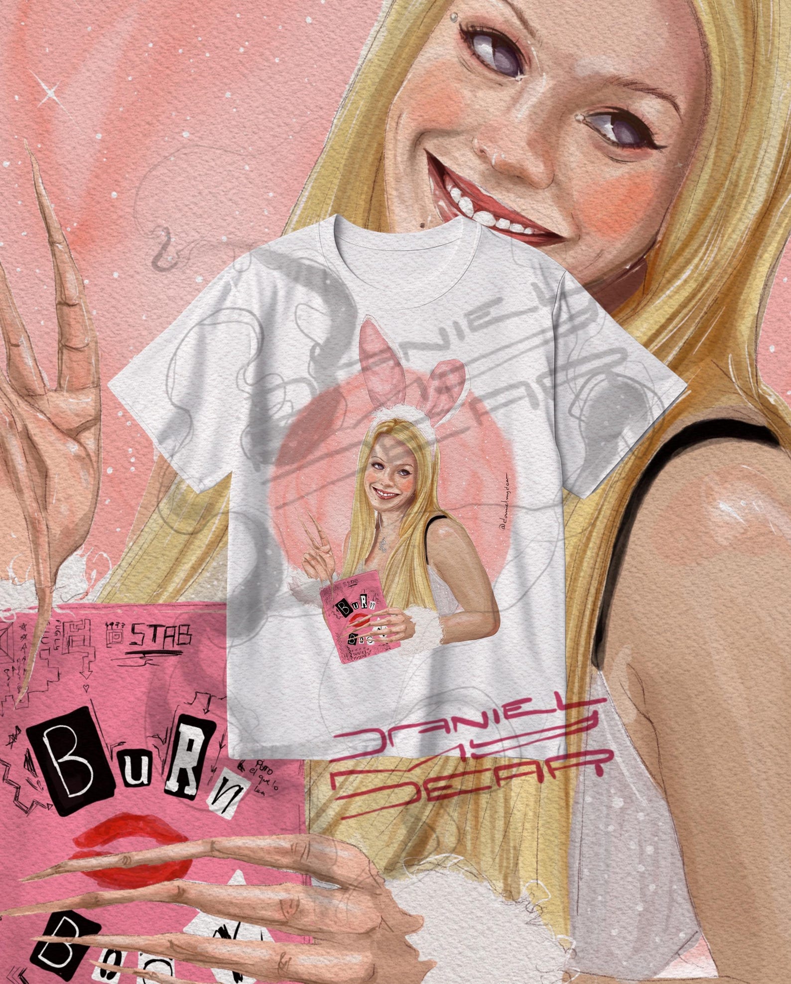 Mean Girls Burn Book T-Shirt: Horror Gothic Vampire Pop Art Illustration 2XL