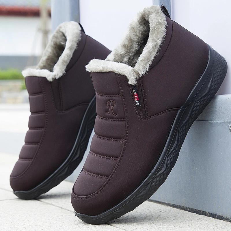 Women'S Shoes Snow Boots Ankle Woman  Trend Felt Waterproof Booties Winter Footwear Padded Man Low Heels Female Casual 44 45