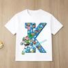 New Toy Story Alphabet A-Z Children's Pure Cotton Short-Sleeved Cartoon Printed Boys' Sportswear Casual Shirt Summer T-Shirt