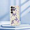 Für Samsung Galaxy S25 Ultra Hülle Lila Schmetterlinge Musterdruck Gerade Kante TPU Handy-Rückseite
