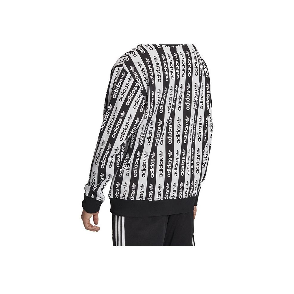 Adidas Originals Trefoil D Crew Colorblock Stripe Sweatshirt Men Sweatshirt Black White FM2292