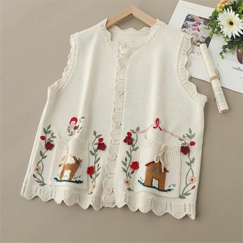 

Женский трикотажный жилет с 3D-цветком, свободный свитер-жилет для женщин 3XL