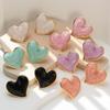 French Fashion Geometric Heart Stud Earrings for Women - Colorfast 304 Stainless Steel Jewelry