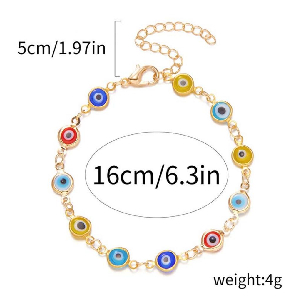 Lucky Turkish Evil Eyes Bracelets For Women Men Fashion Colorful Red Blue Demon Eye Metal Chain Bangles Good Luck Wealth Jewelry