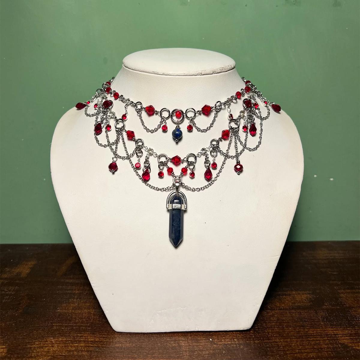 

European and American cross pendant necklace Halloween gothic woven string chain trend sweet cool bat collarbone chain