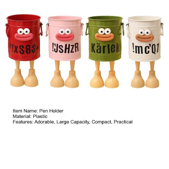 Cartoon Pen Holder Desktop Pen Organizer for Office Desk Storage Cute Pencil Marker Holder Simple Retro Storage Bucket