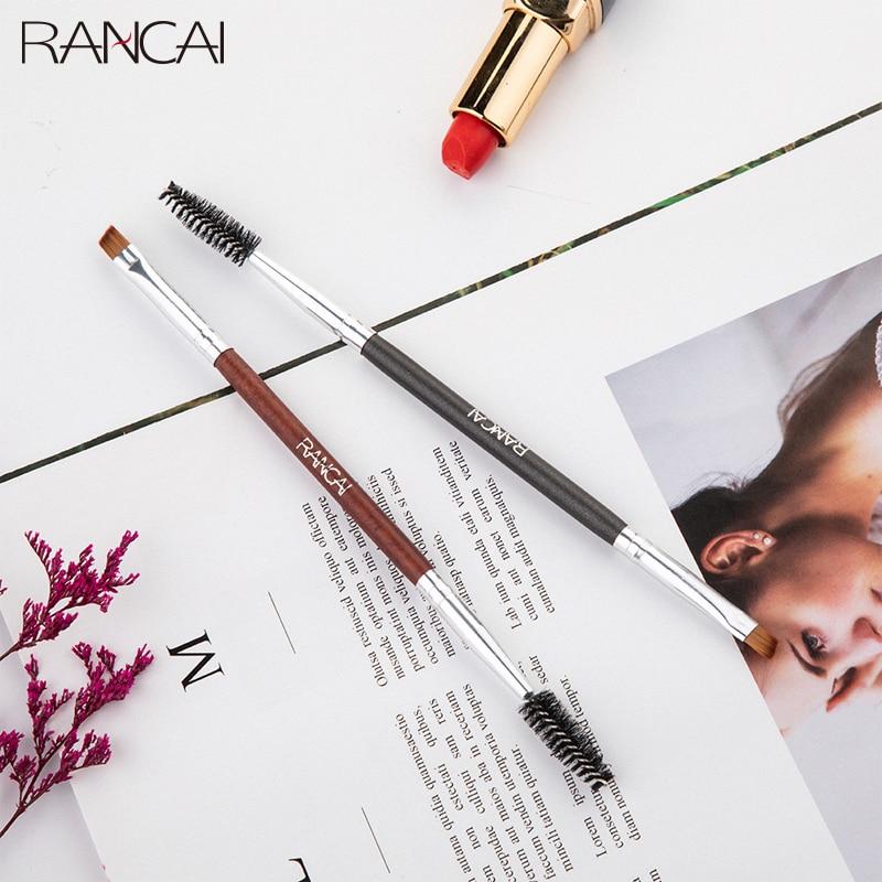 RANCAI Duo Eyebrow Brush Angled Eyebrow Comb Professional Beauty Makeup Brushes for Lash Eye Brow Brush Blending Make-up Tools