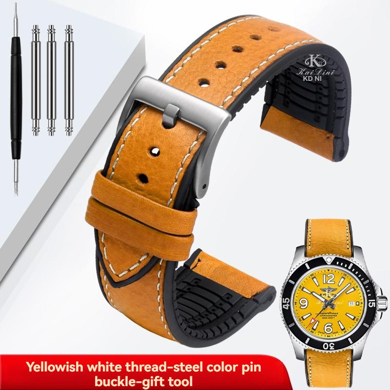 Italy Genuine Leather Skin Watchband For Any Brand Watch Soft Waterproof Rubber Bottom Strap Men Bracelet 19mm 20mm 21 22mm 23mm