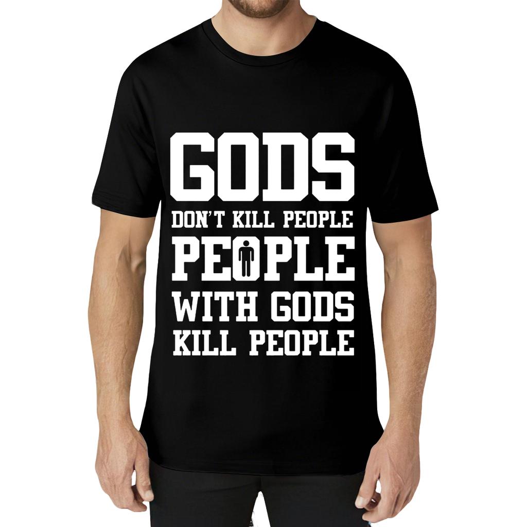 God's Don't Kill People Atheist T-Shirt Premium Cotton Evolution Athiesm
