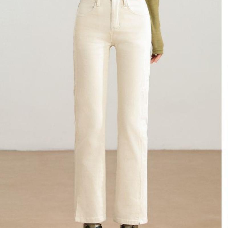 

Белые женские джинсы с высокой посадкой, прямые, новые, узкого кроя, для похудения, девятиточечные, маленькие брюки, весна и осень XXL