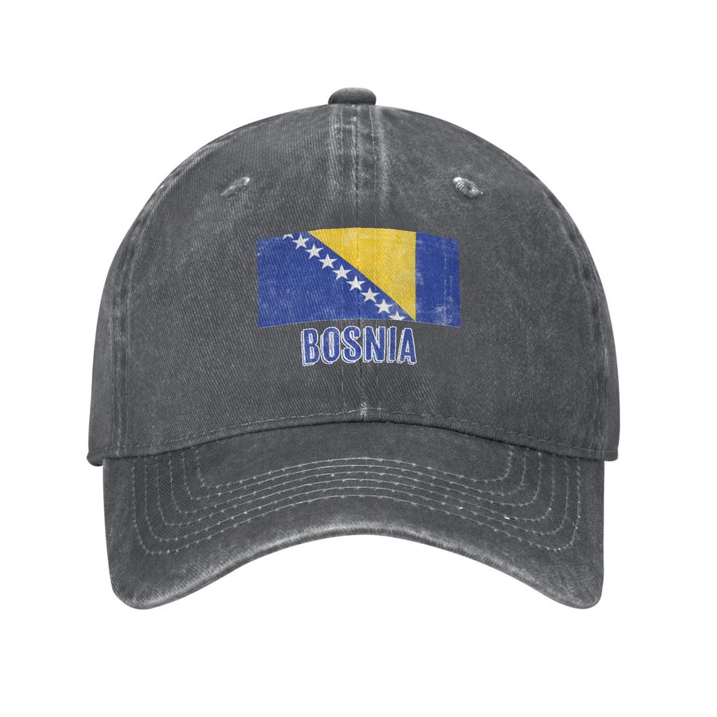 Vintage Retro Flag of Bosnia Herzegovina Grunge look Retro Denim Washed Baseball Cap Women Cowboy Dad Hats Men Rock Trucker Cap