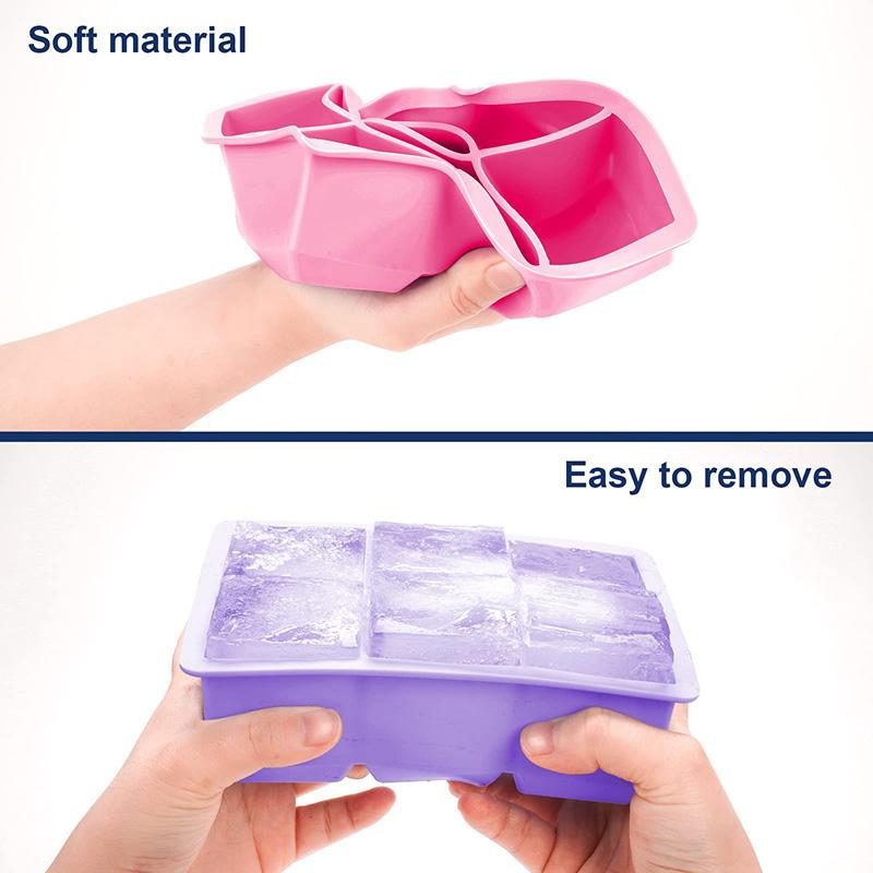 Ice Cube Tray with Lid Silicone Molds Square Large Ice Cube Mold for Whiskey Freezer Containers Cocktails Easy Release BPA Free