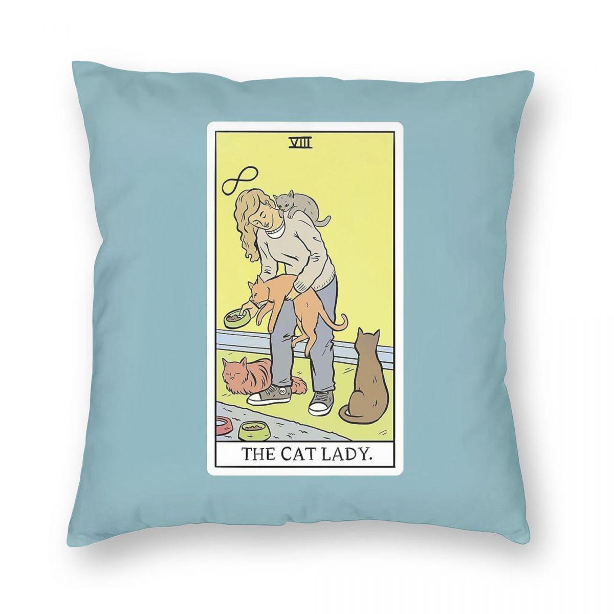 Modern Tarot The Cat Lady Square Pillowcase Polyester Linen Velvet Pattern Zip Decor Throw Pillow Case Home Cushion Cover 30x30cm