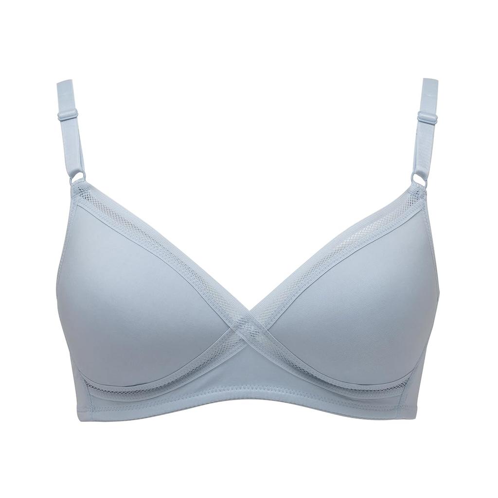 Wireless Cross Comfortable To Molded Cup Lavender Blue [Lucian] Bra, Mesh, Breathable, Wear, Bra, Women's,