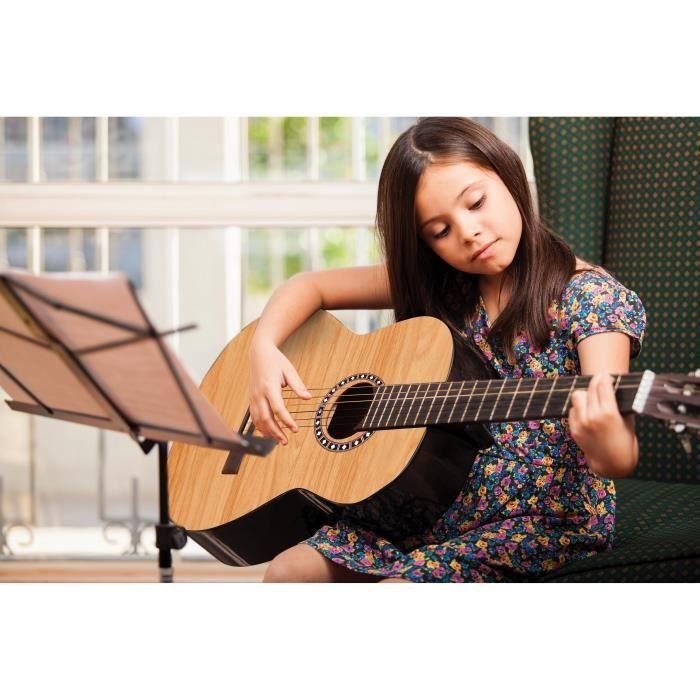 Guitare acoustique en bois, Lexibook, 91 cm, Guide d'apprentissage inclus, 6 cordes en nylon, Housse de transport incluse, Bois/Noir