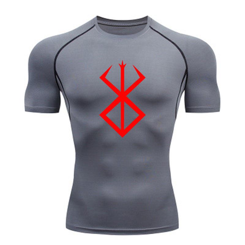 Men's Quick Dry Compression Athletic T-Shirt, Red Nordic Run