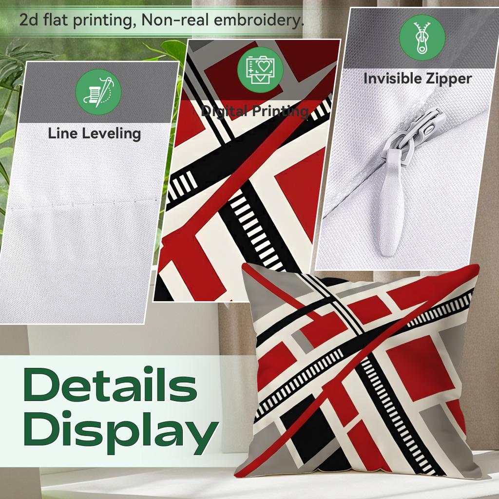 1 Red And Black Geometric Bag Cushions Pillowcase Polyester Cushion Cover Throw Pillow Pillowcover Home Car Sofa Decor