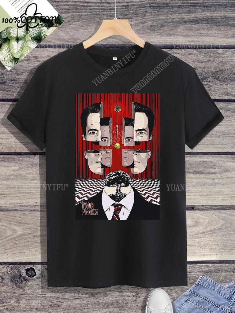 Classic Harajuku Twin Peaks Printed Unisex Cotton Shirt Loose T-shirt Top Short Sleeve O-neck Street Fashion Hot Product