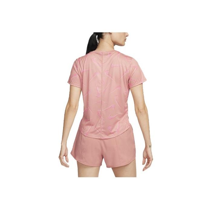 Nike Dri-FIT Swoosh Logo Print Crew Neck Short Sleeve T-Shirt Women Tops Pink FB4682-618