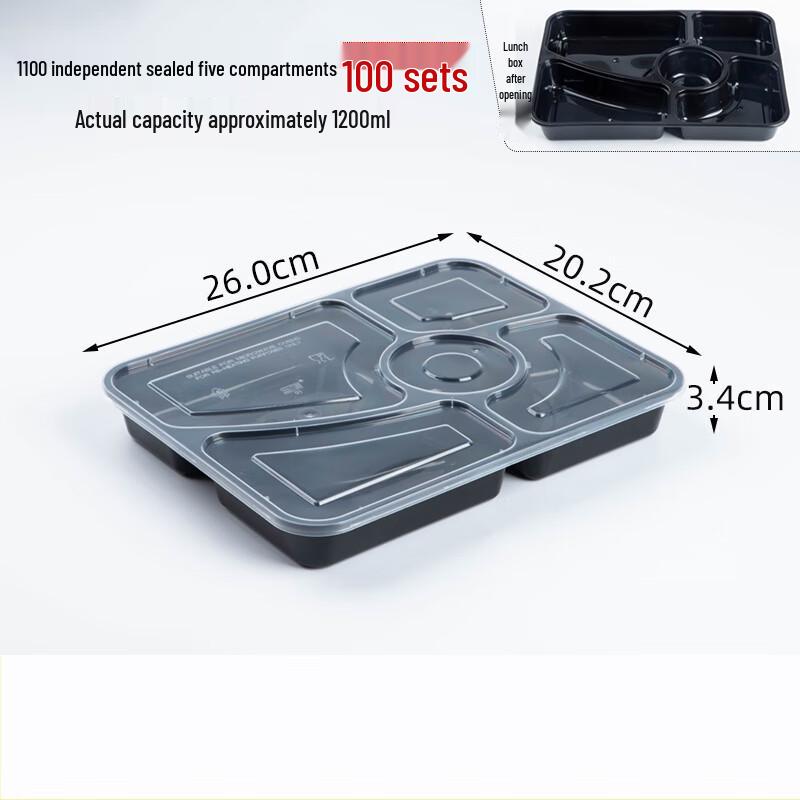 MOLUONA Disposable 5-Compartment Meal Prep Containers