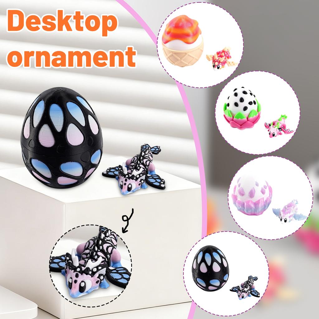 3D Printed Dragon Egg Set, Cool 3D Printed Possessive Crystal Dragon Toy, Cute Desktop Decoration