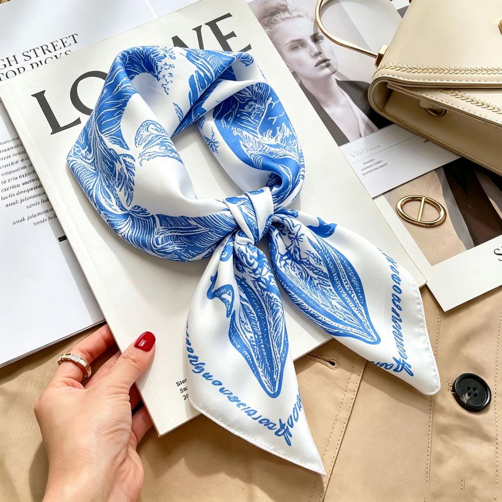 Spring and Autumn thin flight attendant occupation small scarf headscarf small square scarf female foreign style literary Korean versatile cartoon sil