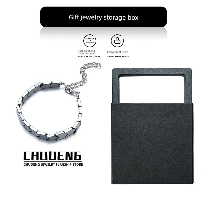 Niche Style Original Haematite Men s Hip-Hop Street Necklace Black Gallstone Bracelet [Gift Box]