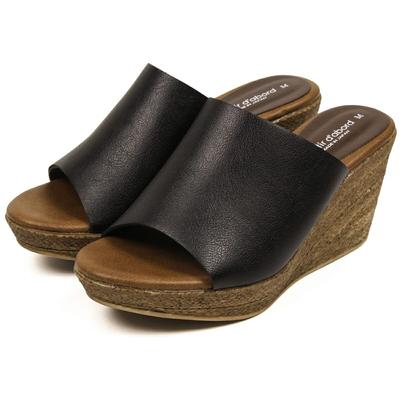 Made In Japan High Wedge Sandals Mules 8cm Heel Covered Sandals Mules 92970 Black LL [ArchContact]