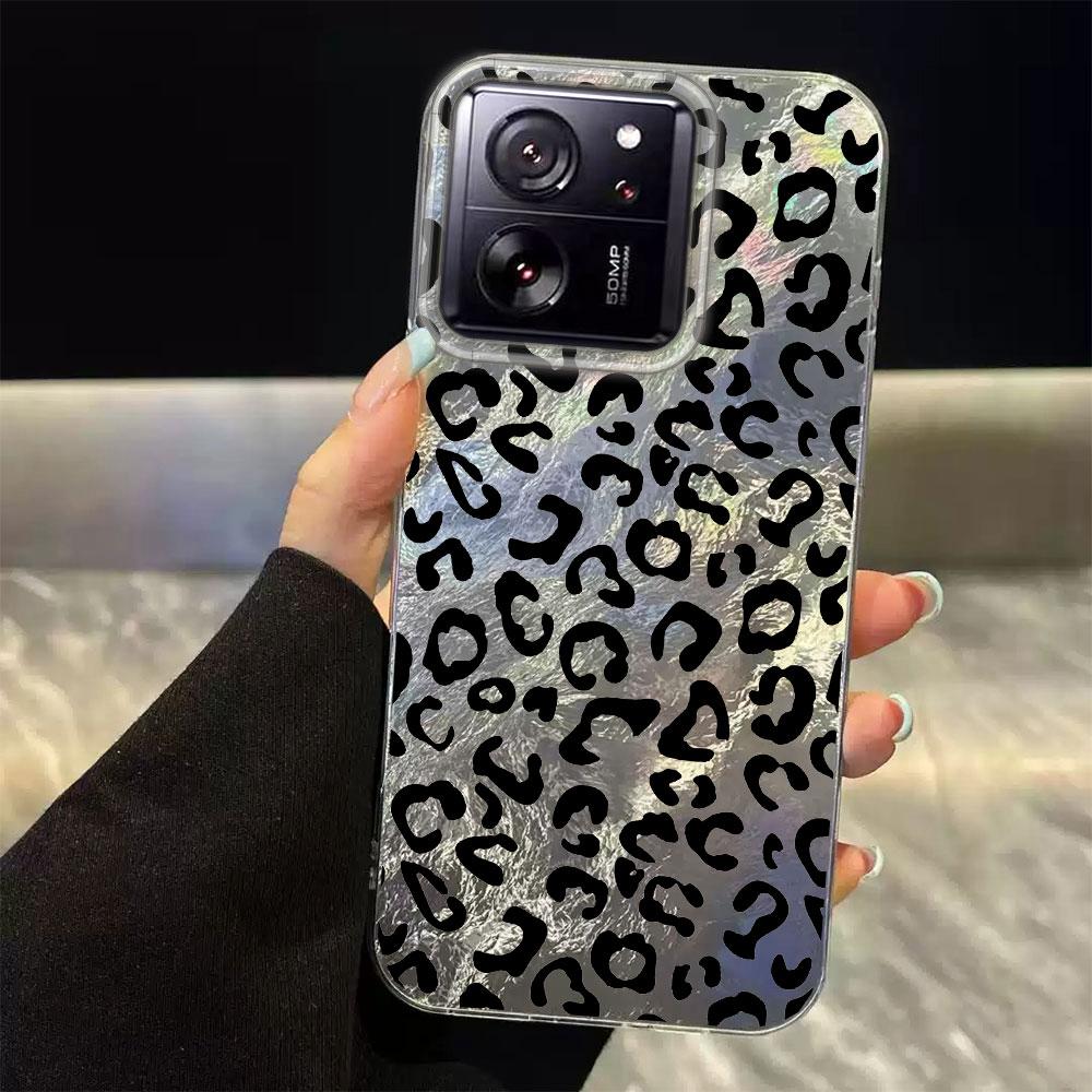 Koreanische Bernsteingold-Leopardenmuster-Handyhülle für Xiaomi 13T 14T 11 Lite NE Poco X5 M6 Pro X6 X7 X3 Pro NFC C65 C61 M5S Damen Hülle