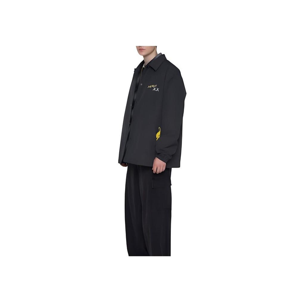 Uniqlo Kaws X Warhol Collaboration FW24 Banana Fashion Print Button Closure Trendy Versatile Jacket Unisex Jackets Black 474138-09