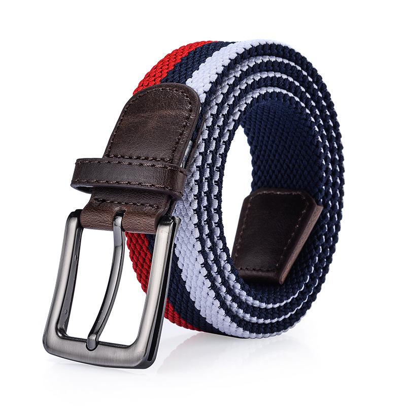 Men'S Elastic Belt, Men'S And Women'S Pin Buckle Elastic Trendy Belt, Canvas Woven Belt, Casual.