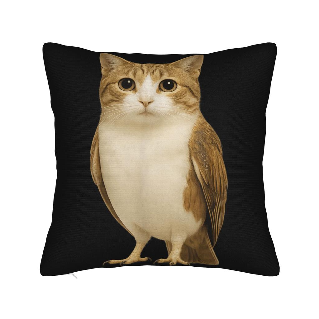 Cat Owl Funny Pillow Case Graphic Pillow Cover Retro Trendy Cushion Cover For Office Car Home Decor