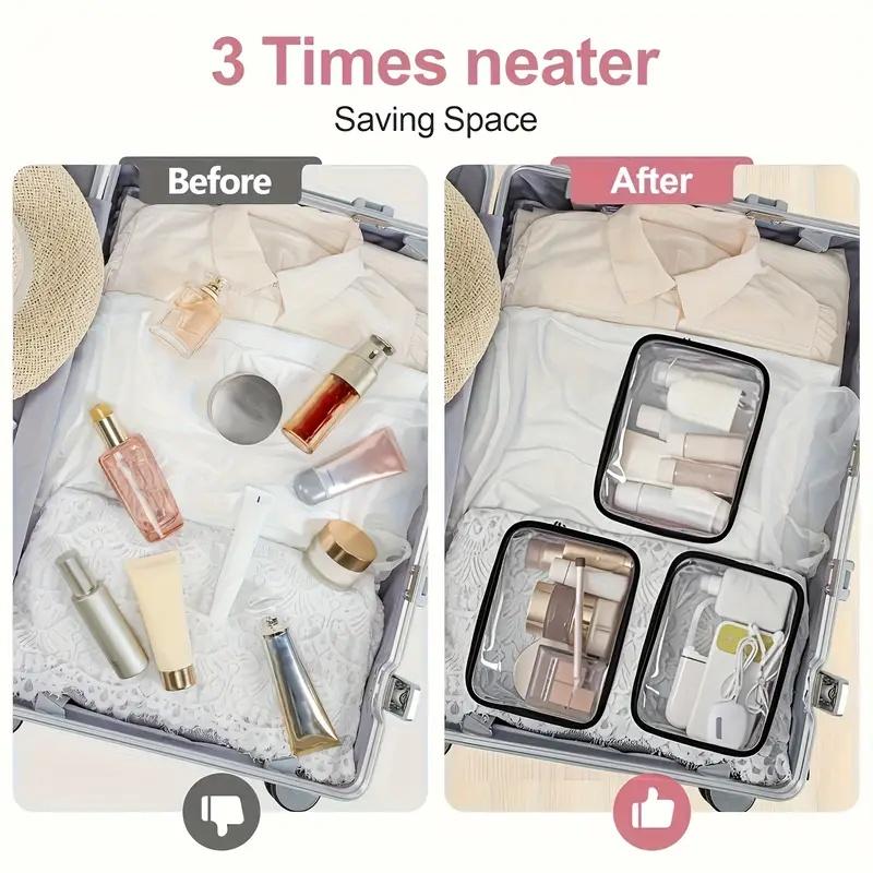 Clear Zipper Tote Bag - Multipurpose Transparent Carry Case for Toiletries, Makeup, Electronics. Ideal for Travel, Gym, Airport.