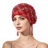 Satin Polyester Fringe Headscarf With Beaded Tassels For Fashionable Women