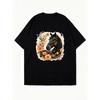 Black Oversized T Shirt Dress With Horse And Floral Print For Casual Wear