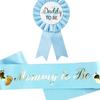2Pcs Mommy To Be Sash Blue Pink Daddy To Be Badge Baby Shower Party Expectant Mother Father Costume Decoration Photo Prop Gender Reveals Gift