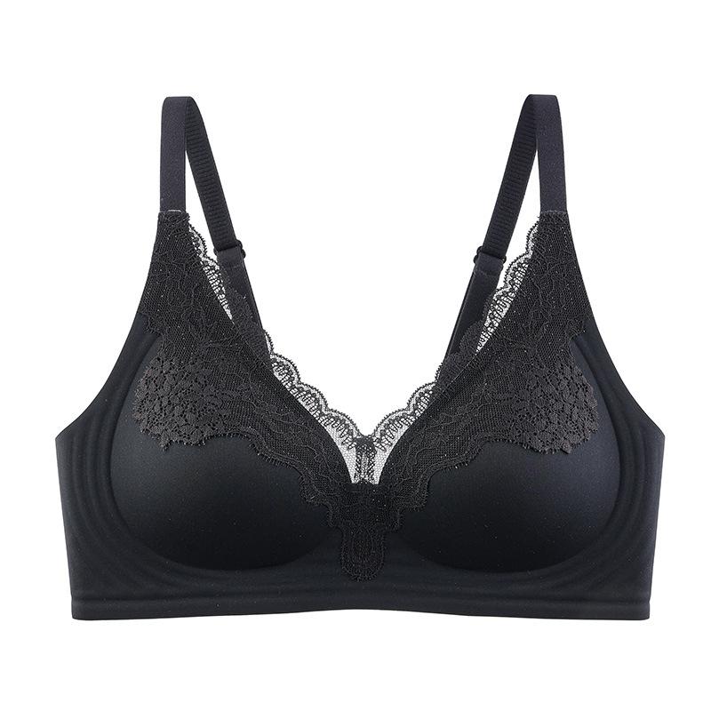 Wireless Push Up Bra Sexy Back Support Lace Trim Breathable Comfort Underwear