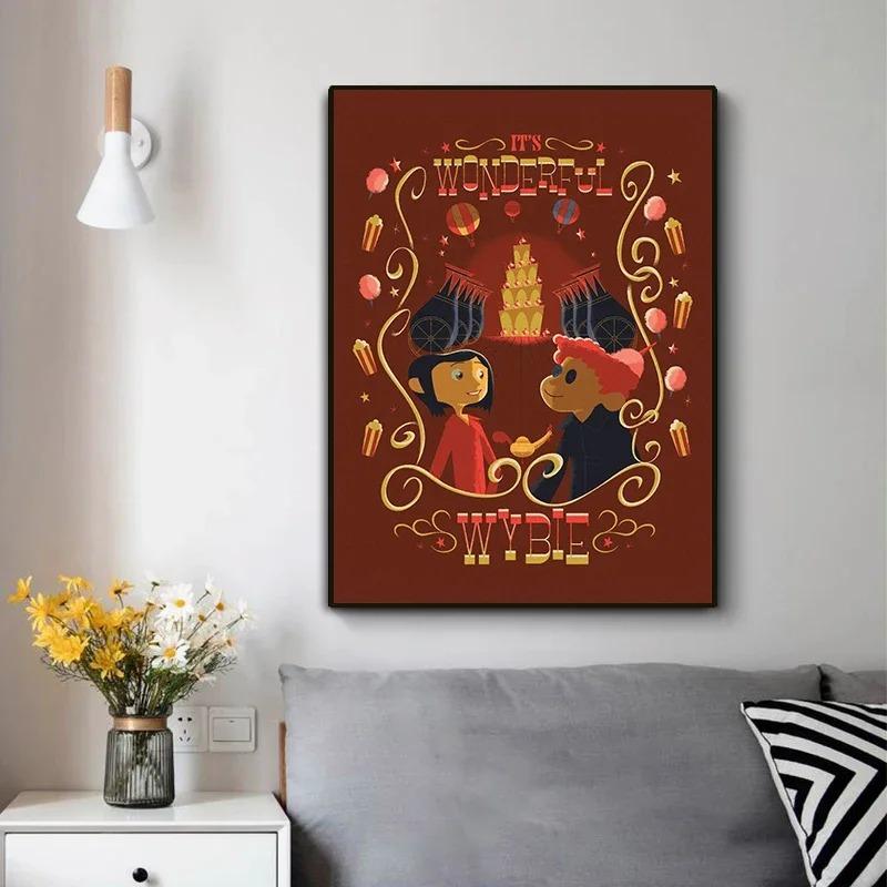 Plakat i druk filmu anime Coraline Kreskówka Horror Wiedźma Cytaty Malarstwo na płótnie Sztuka ścienna do estetyki Salon Dekoracja domu