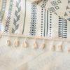 Cotton Linen Rectangle Tablecloth Boho Tassel Farmhouse Tablecloth Wrinkle Free Indoor Outdoor Table Cover for Party, Picnic, Kitchen Dining Room