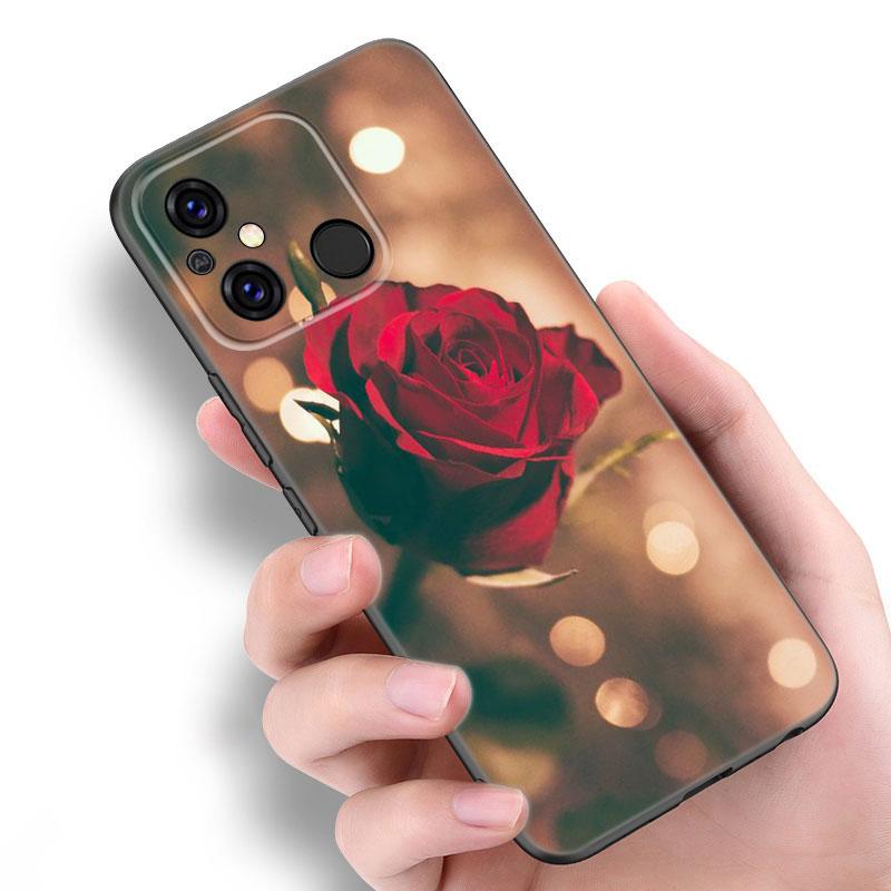 Bright Red Roses Flowers Black Case For Xiaomi Redmi 11 Prime 11A 12C 13C A1 A2 Plus A3 12 4G 10 13R 5G 9A 10A 9C 10C 9i 12R