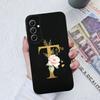Phone Case For Samsung Galaxy A34 A33 A32 Elegant Rose Letter Soft Liquid Silicone Sqare Back Cover For Samsung A 34 33 32 Shell