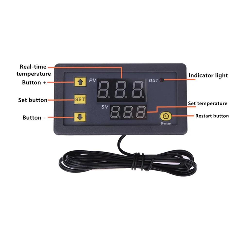 Mini W3230 DC 12V 24V AC110-220V Probe Line Digital Temperature Control LED Thermostat Regulator Heat/Cooling Control Instrument