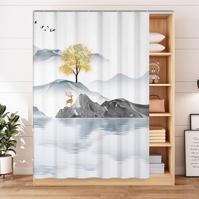 

Шторка для шкафа, шторка для двери без перфорации, ткань для чехла для гардероба, ткань для чехла для книжной полки, подставка для обуви, чехол от мусора, пылезащитная ткань, шторка W120xH160cm&Velcro