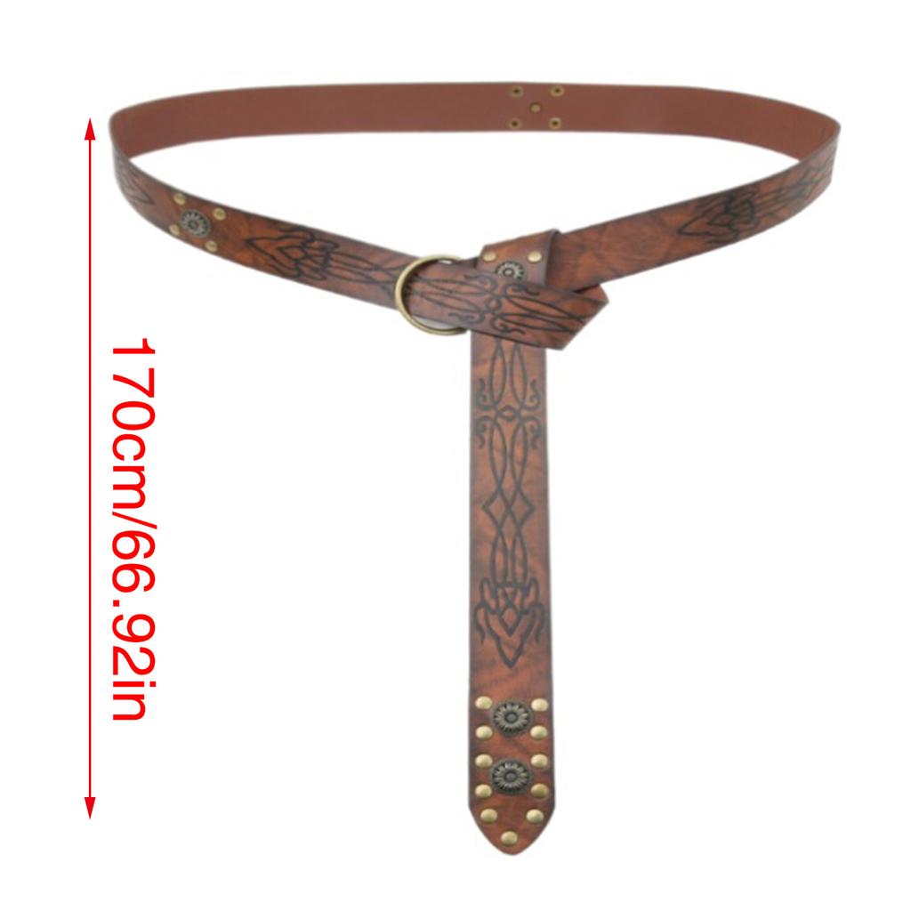 Medieval Waistband Vintage Cosplay Viking Studded Belt for Men Cosplay Supplies PU Waistband for Photoshoots and Stage